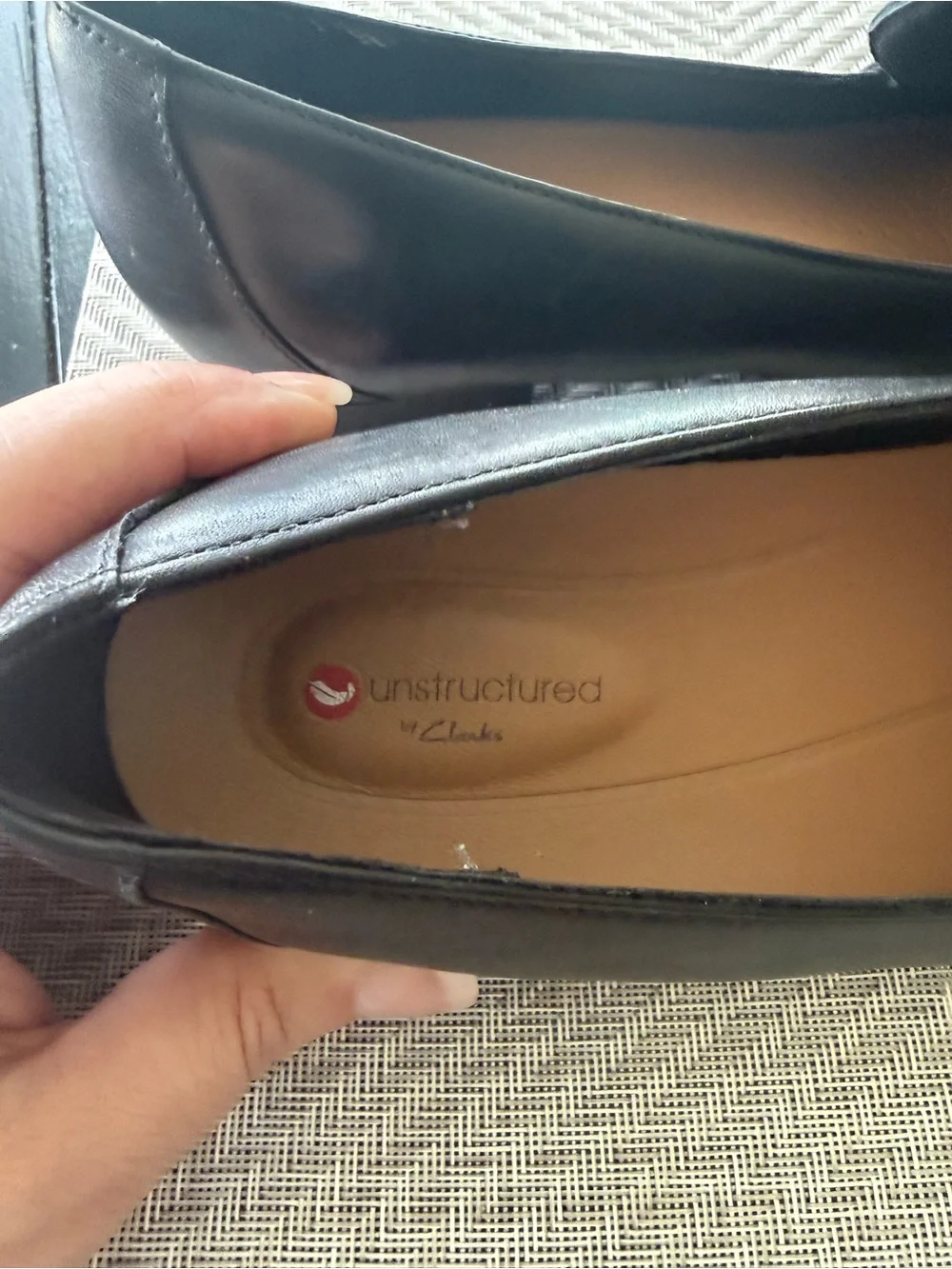 Clark's Women's Un Blush Go Penny Loafer Black Leather Size 8 Career Comfort